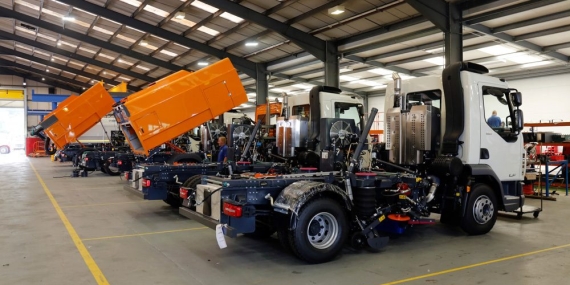 Scarab's truck-mounted manufacturing facilities in Marden, United Kingdom.